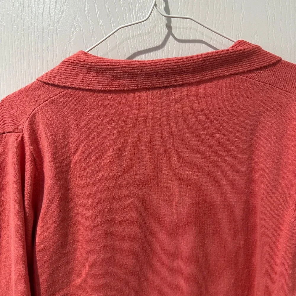 LOFT Coral Orange Draped Open Front Cardigan Sz L